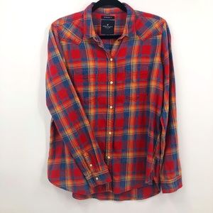 American Eagle Shirt 100% Cotton Plaid Medium